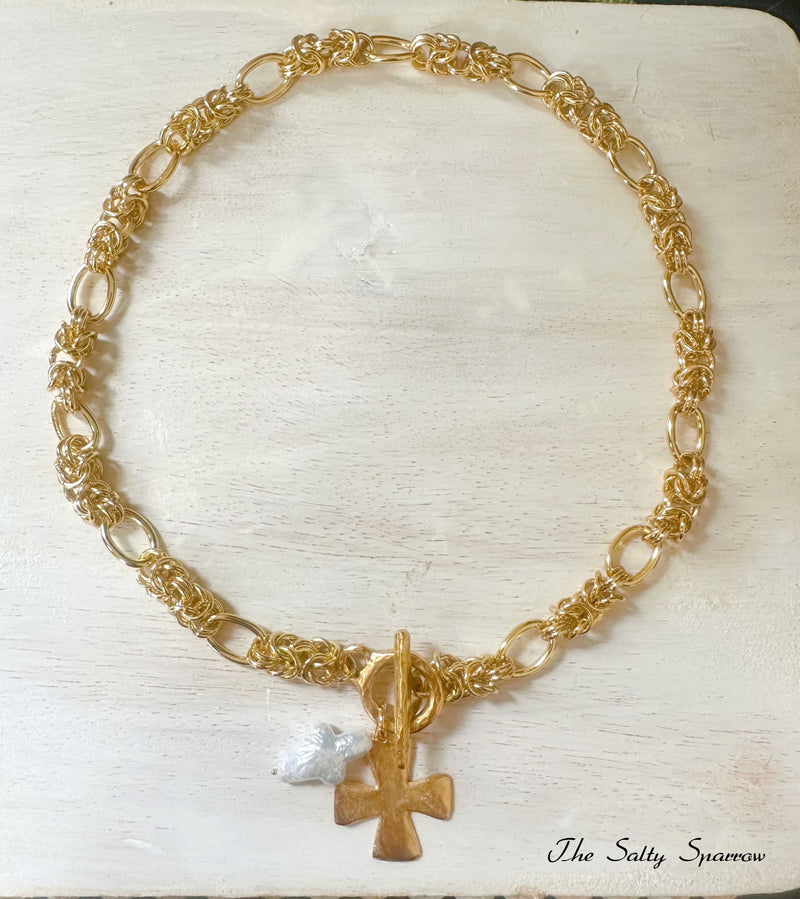 Celestial Cross Duo Pendant Necklace