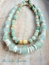 Light mossy agate & bamboo necklace