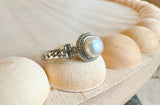 Ornate white pearl ring (Sterling Silver)