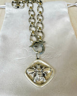 Silver bee toggle necklace