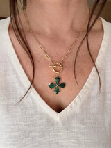 Cybil emerald cross necklace