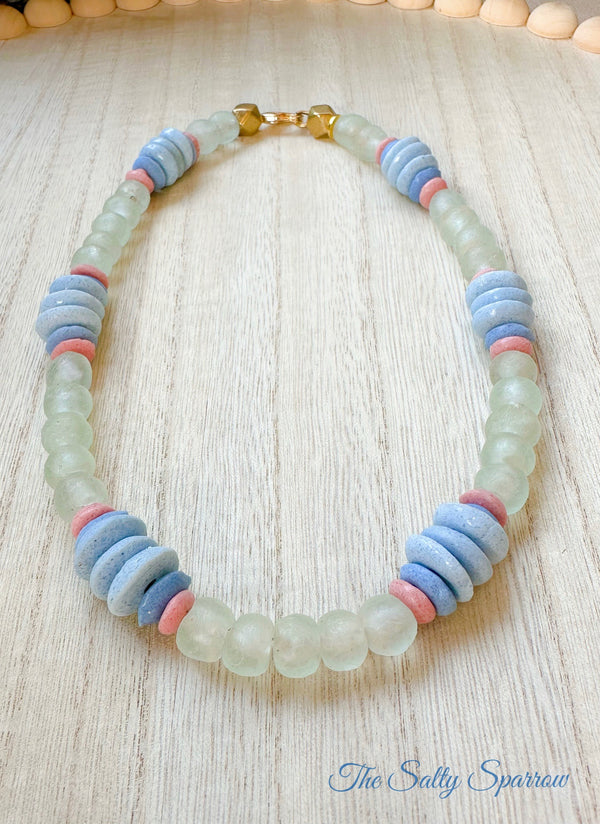 Aquarius recycled glass necklace