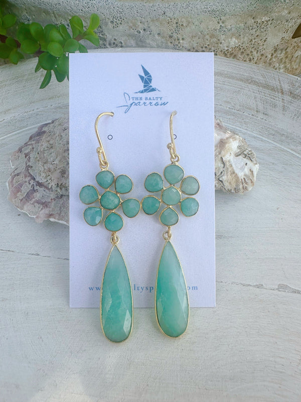 Amazonite Floral Earrings
