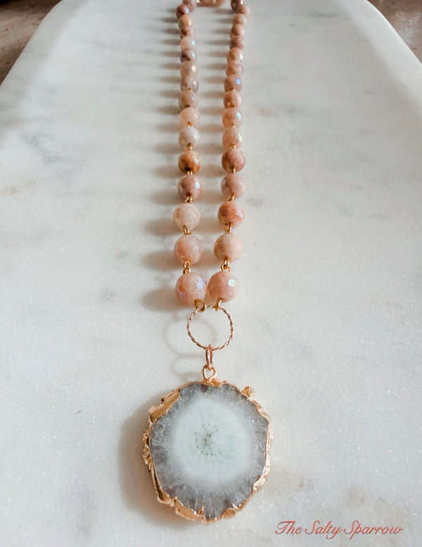 Blushing moon necklace