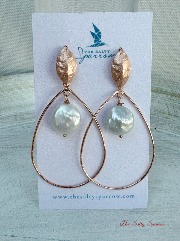 Rose Gold Coin Hoop Earrings