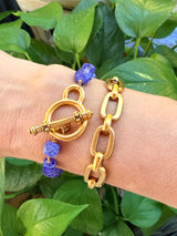 Blue moonstone & chunky toggle bracelet set