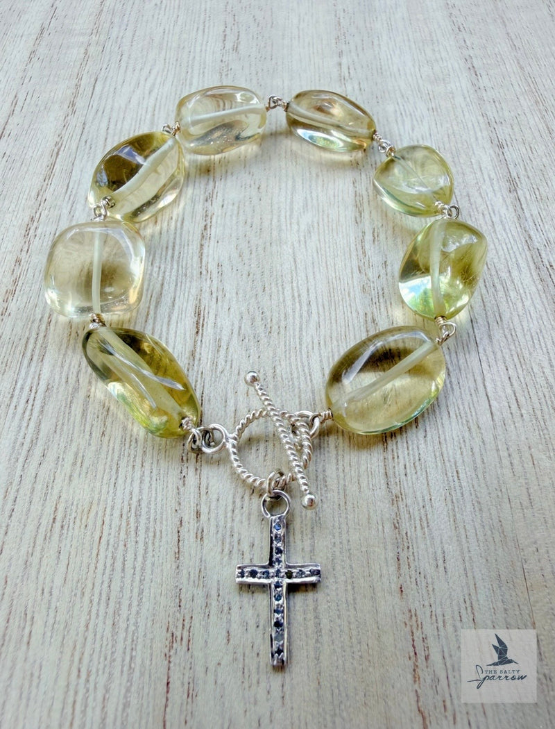 Lemoncello cross bracelet