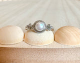 Ornate white pearl ring (Sterling Silver)