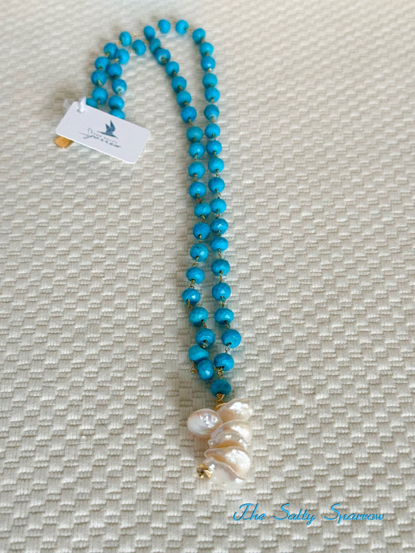 Catalina Turquoise & Keishi Pearl Pendant