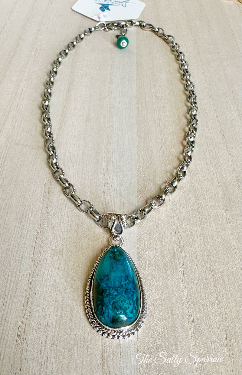 Blue Apatite chain necklace