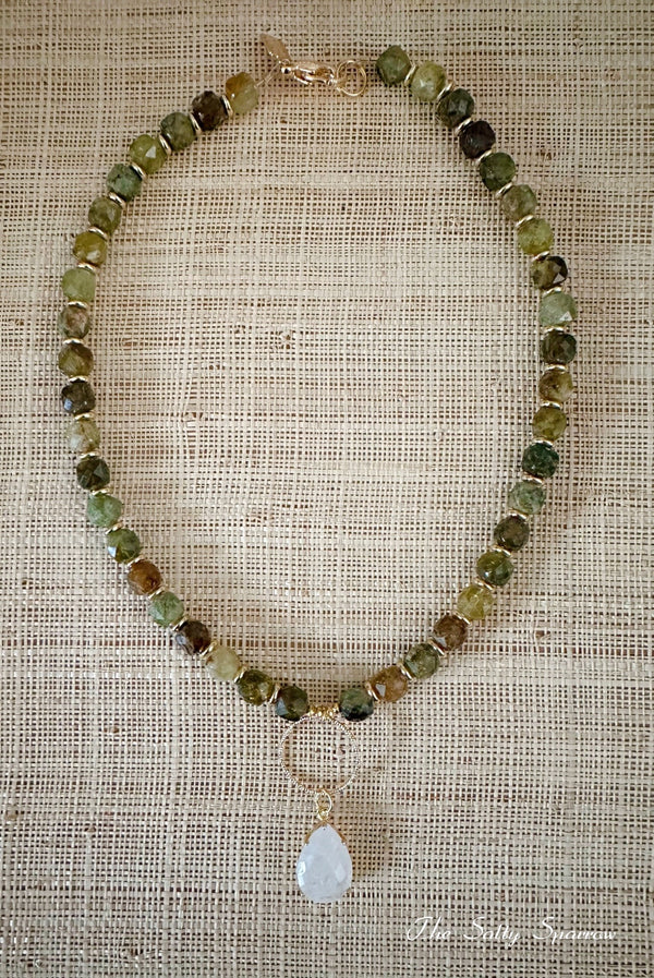Grasshopper Green Garnet Necklace