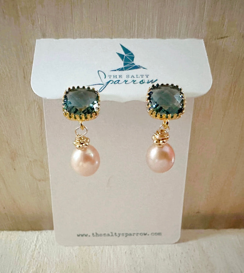 Sea Blue & Pearl Earrings