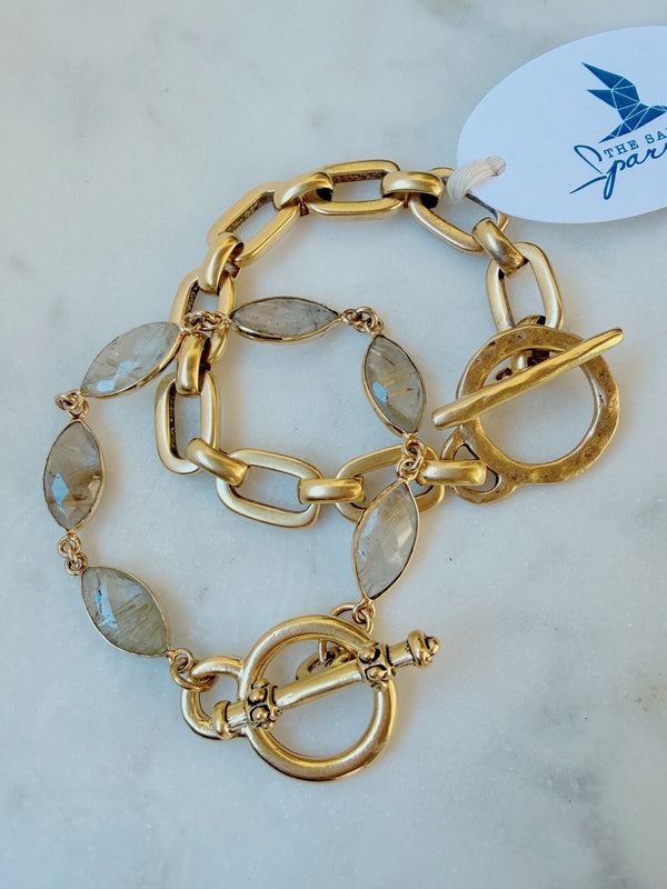 Rutile quartz & toggle chain bracelet pair