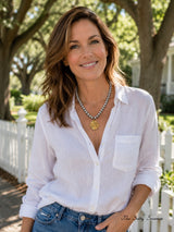 Silver Pearls & Cross Medallion Necklace
