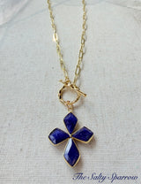 Tilly Sapphire cross necklace