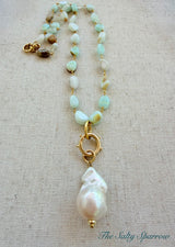 Sia larimar & baroque pearl necklace