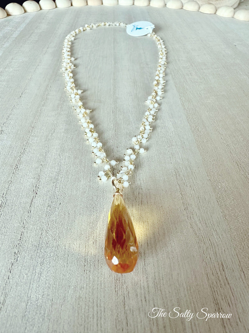 White agate & citrine pendant necklace