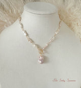 Blush Organic Pearl & Toggle Necklace