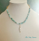 Larimar Nuggets and Moonstone Necklace