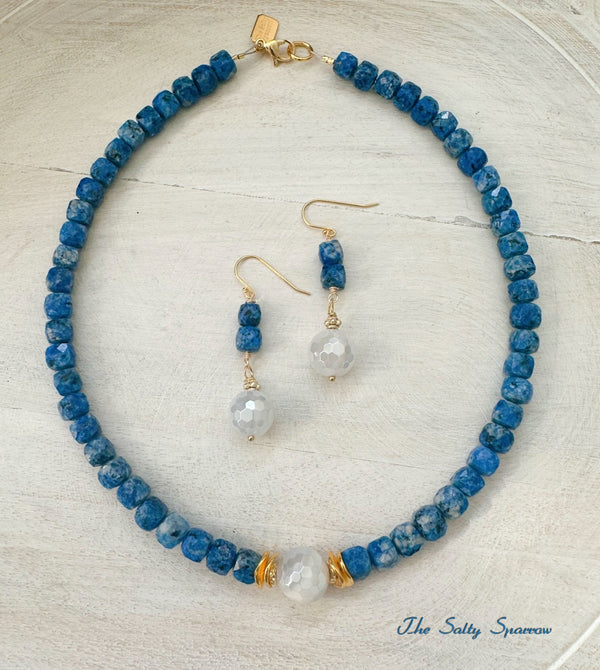 Navy Spotted Earrings
