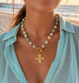Coastal Amazonite Cross Necklace