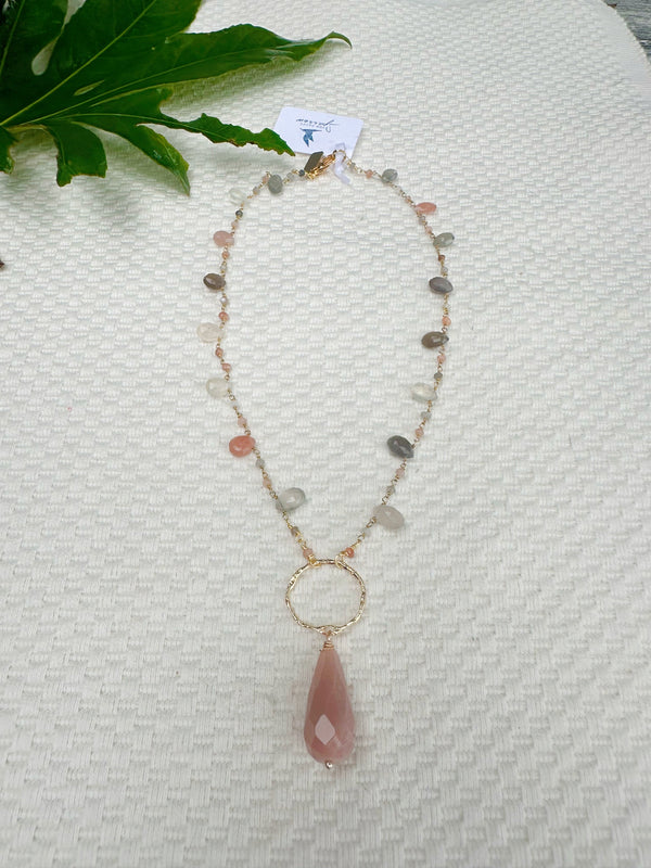 Apricot Moonstone Briolette Necklace