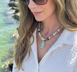 Amazonite fish necklace