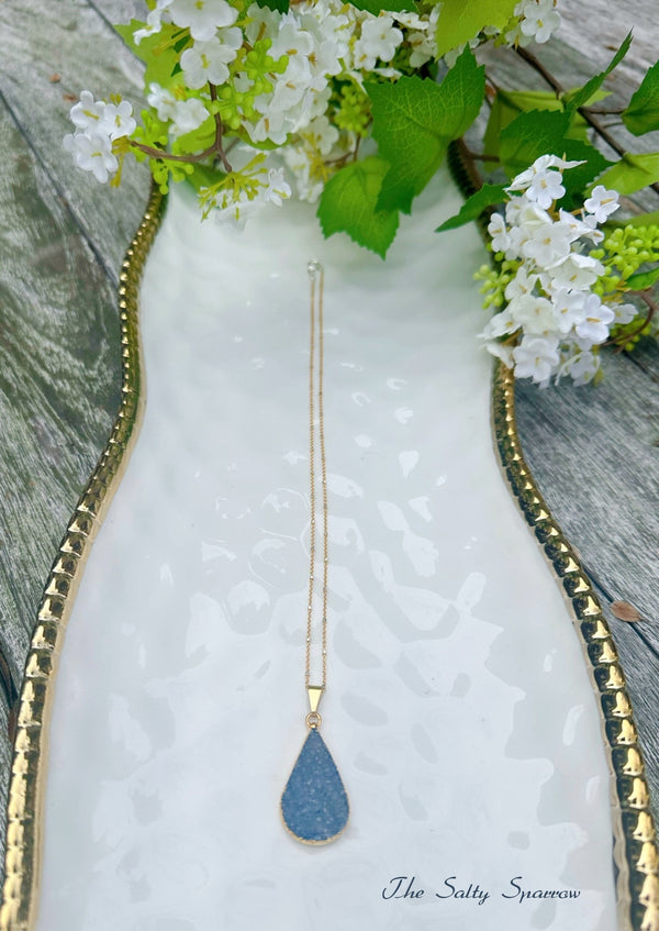 Cornflower Blue Druzy Necklace