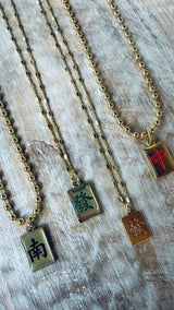 Mahjong tile necklaces