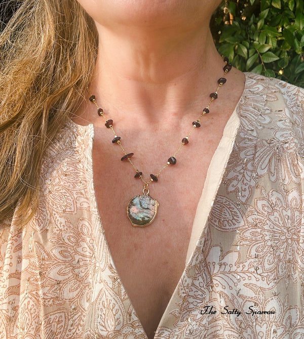 Garnet & Pearl Necklace
