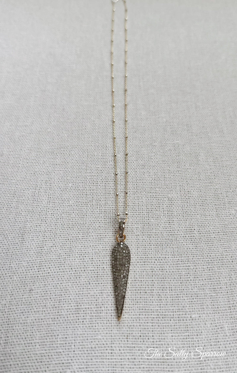 Pave diamond reverse teardrop necklace