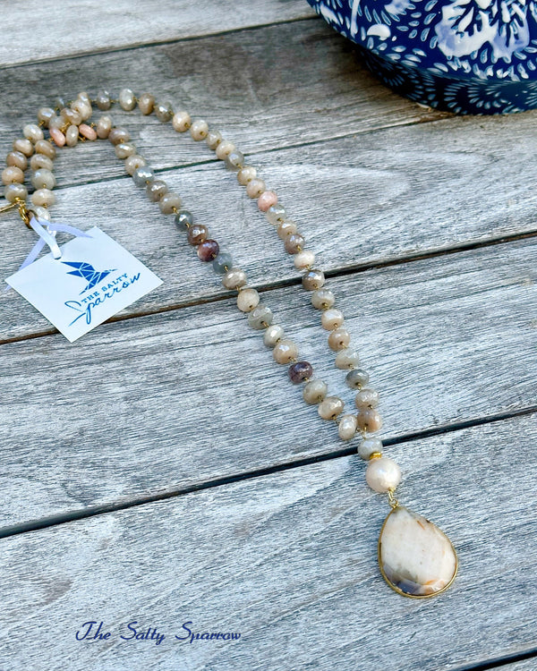 Chocolate Moonstones & Dendrite Necklace