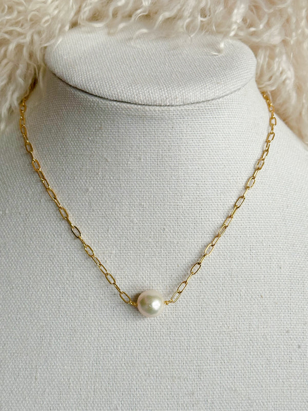 Gold Chain with Pearl Connector Necklace