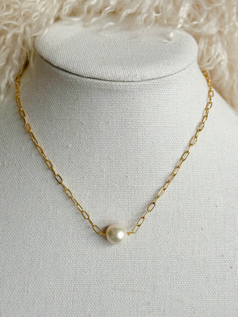 Gold Chain with Pearl Connector Necklace