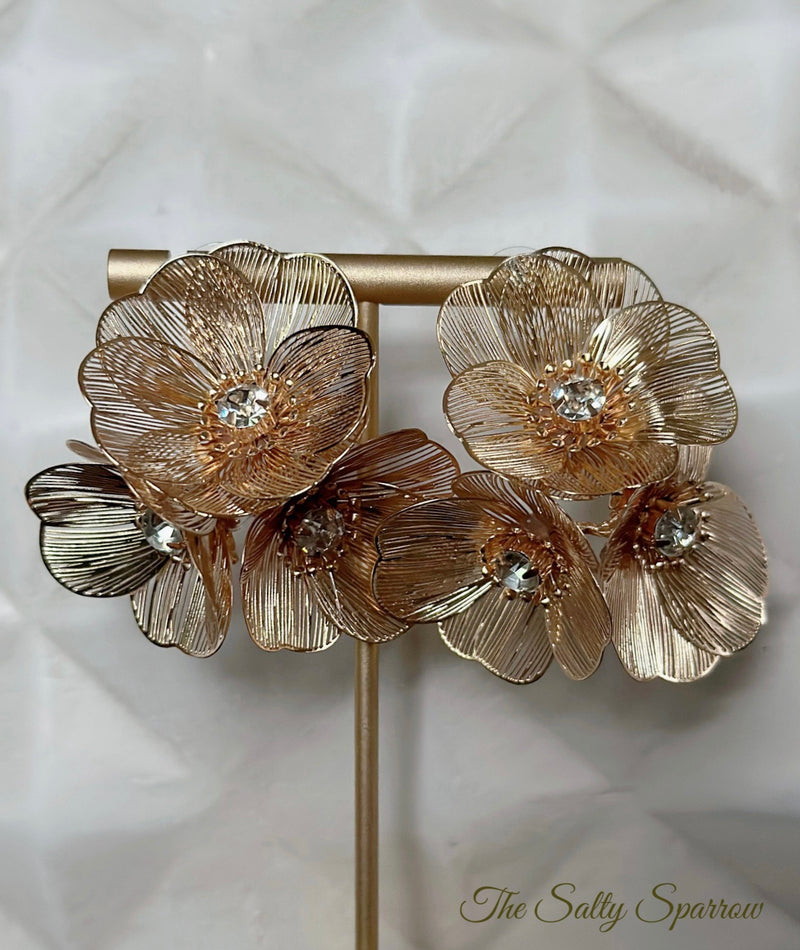 Filigree triple flower earrings (large)
