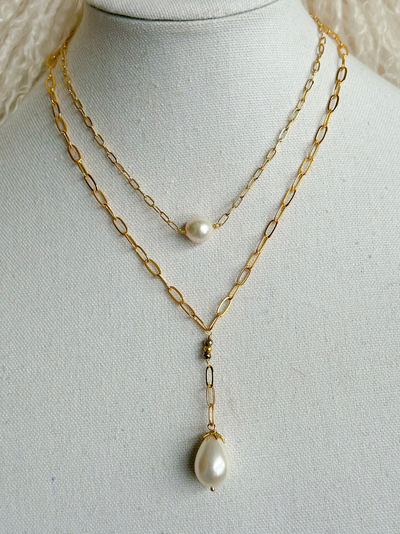 Gold chain with Pearl Drop Necklace