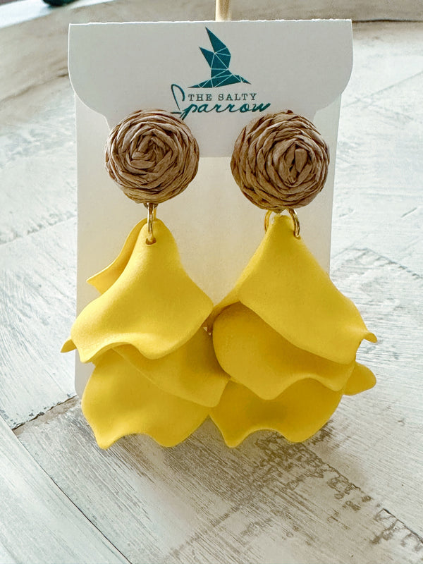 Yellow petal earrings