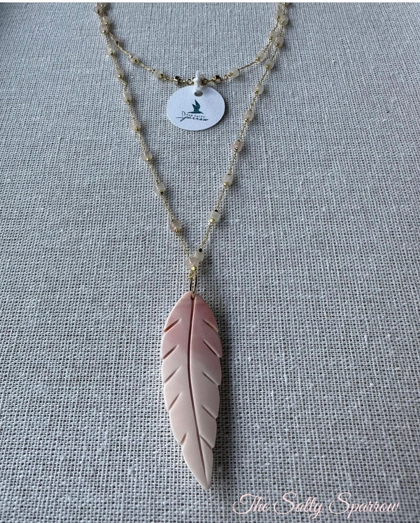 Pink feather necklace