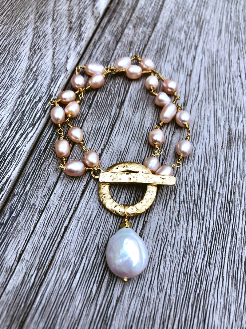 Beauty of a Bracelet with Blush Pearls