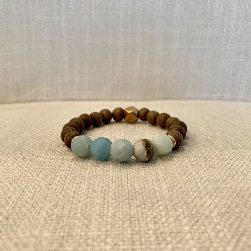 Amazonite/ Graywood Diffuser Bracelet