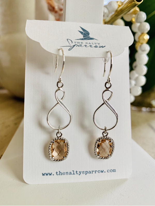 Peach Quartz Earrings (silver)