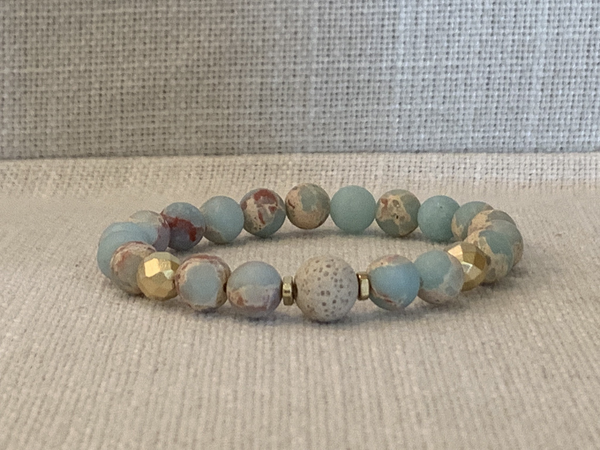 Light Blue Sea Sediment Jasper Diffuser Bracelet