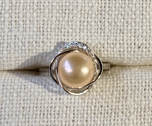 Gold Pearl Ring (Sterling Silver)