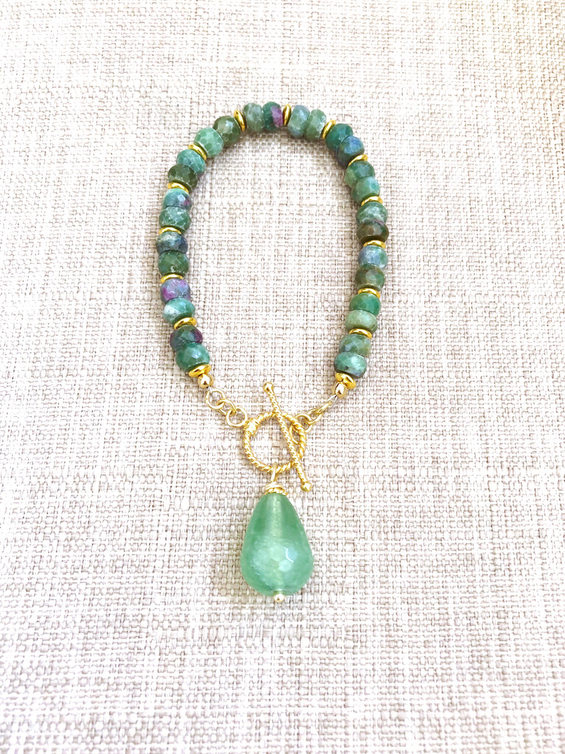 Emerald & Aventurine Stones Bracelet