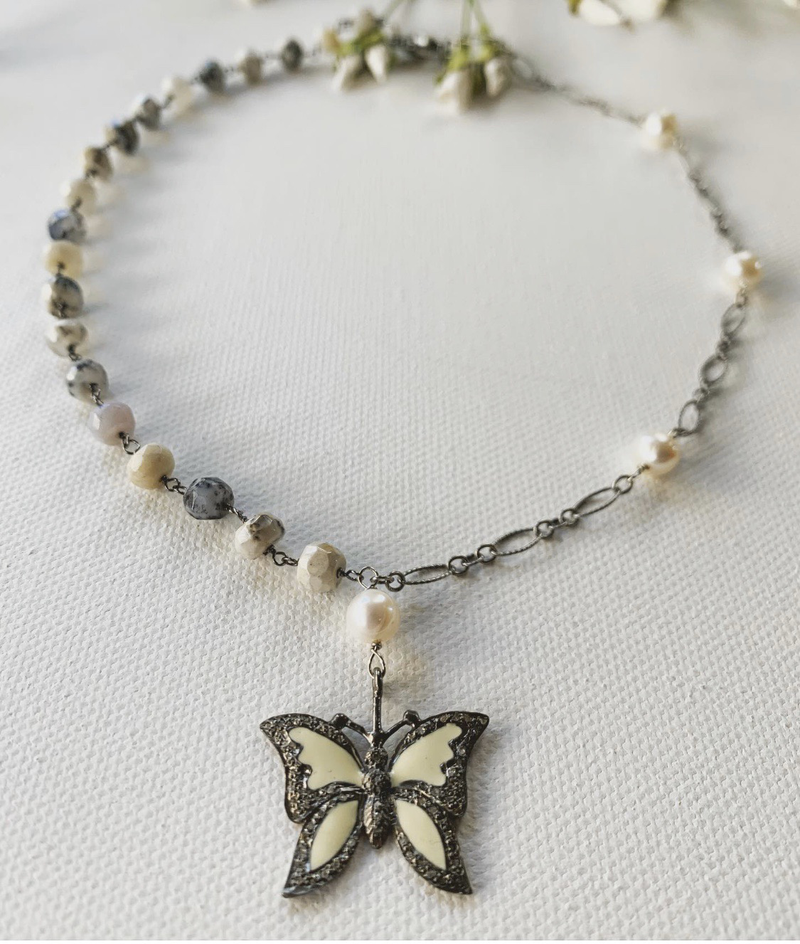 Pave Diamond Butterfly Necklace
