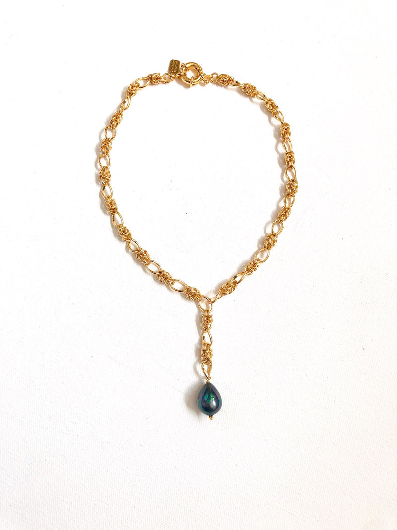 Gold Filled Chain With MOP Pearl Drop