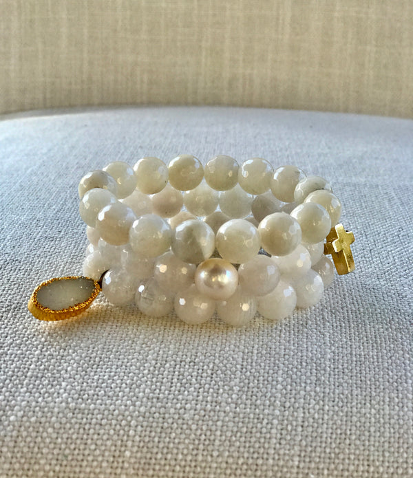 Moonstone and gold stack