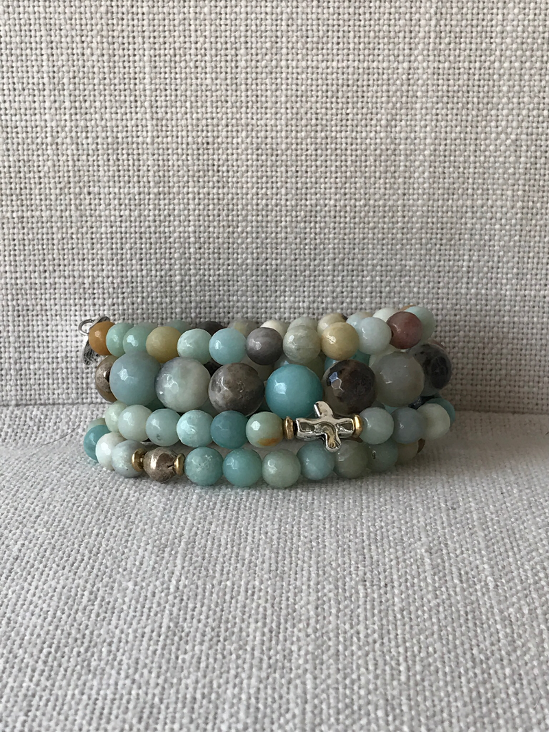 Amazonite stack w/ silver and gold accents