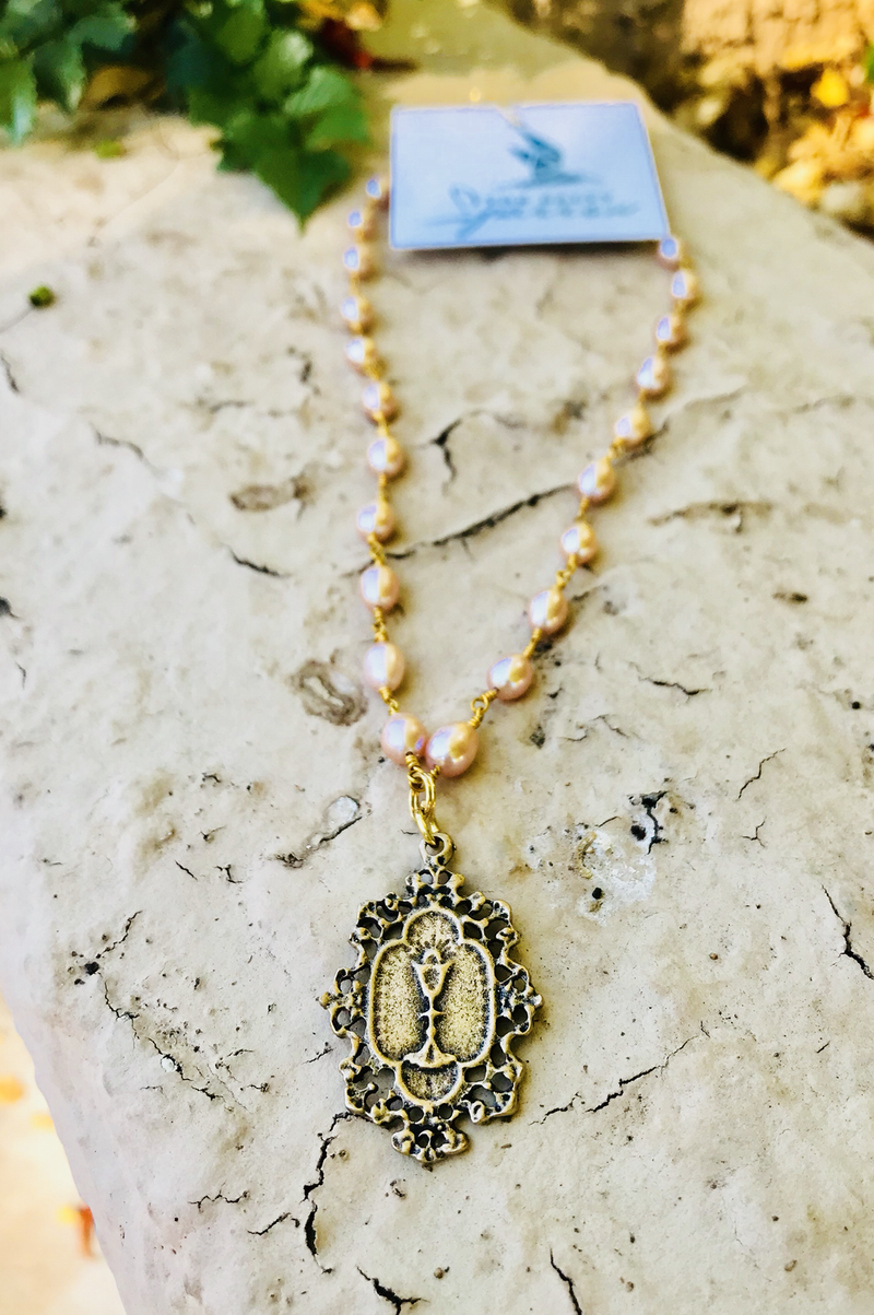 Chalice Bronze Pendant with Freshwater Pearls