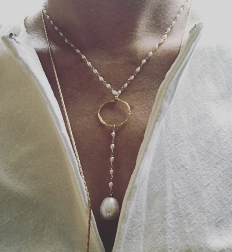 Pearl Y w/ pearl drop pendant